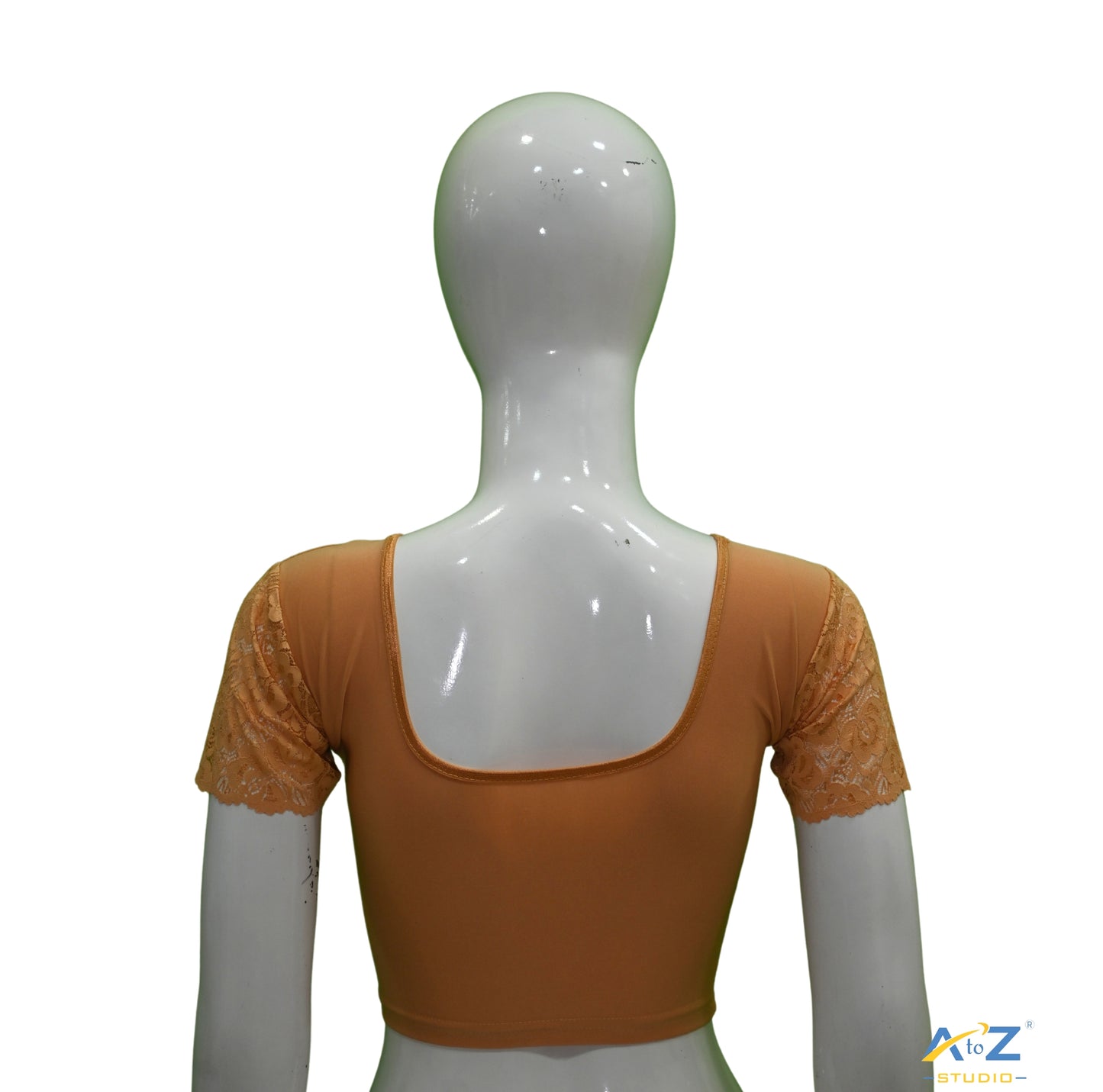 Dark Cream Polyester Lycra Net Short Sleeves