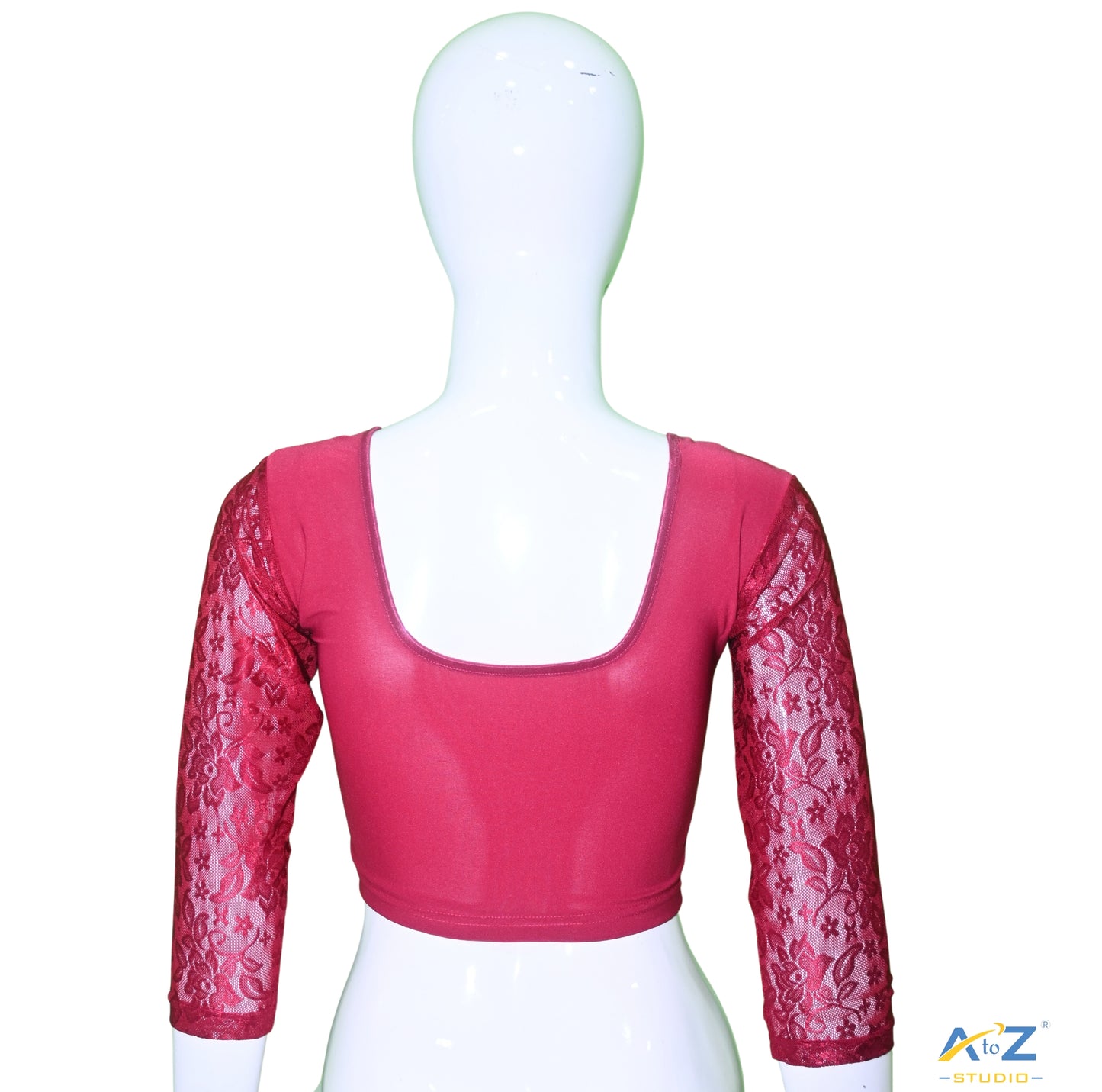 Rani Polyester Lycra Net Sleeve Flower Design