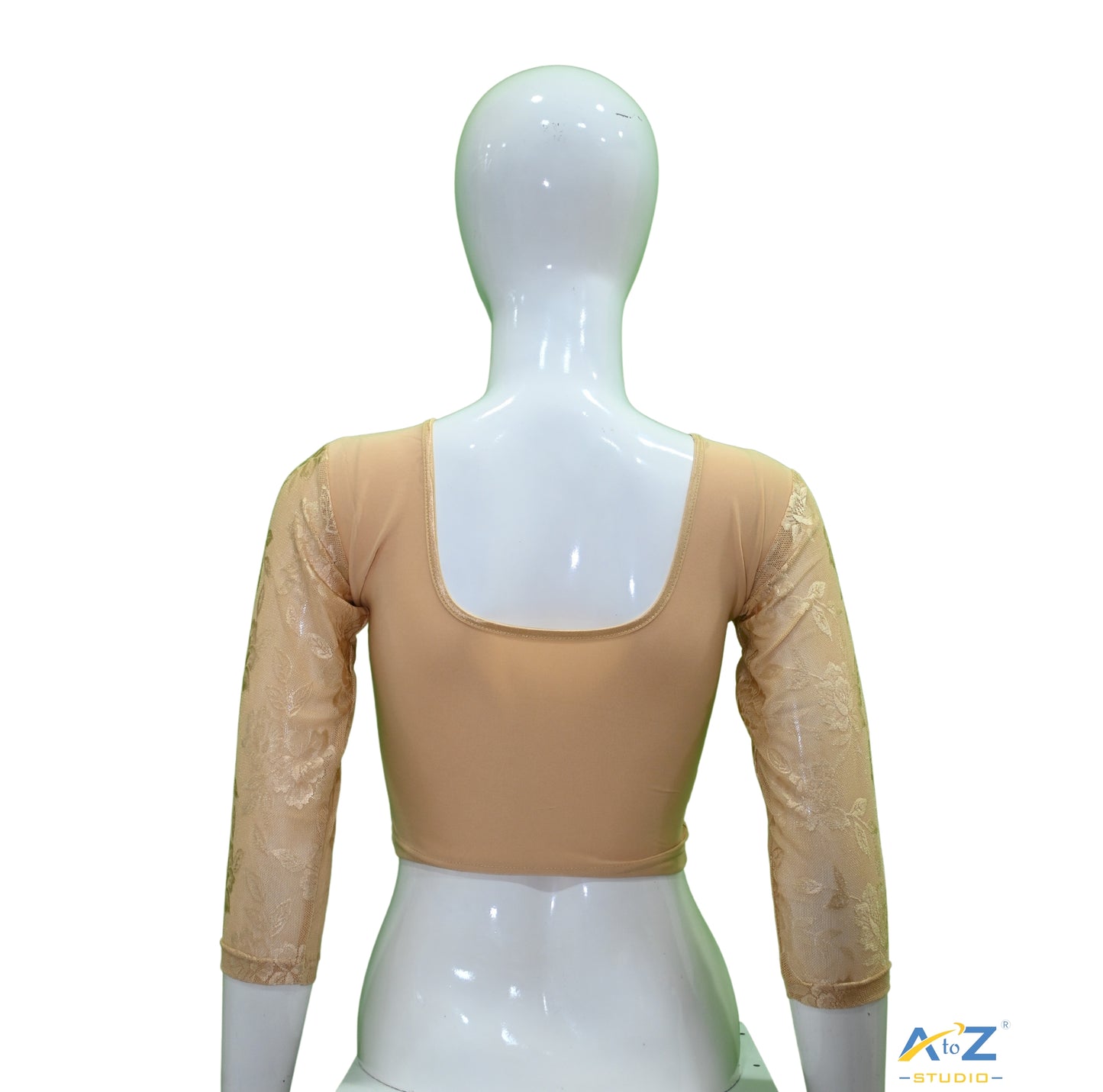 Skin Polyester Lycra Net Sleeve Flower Design