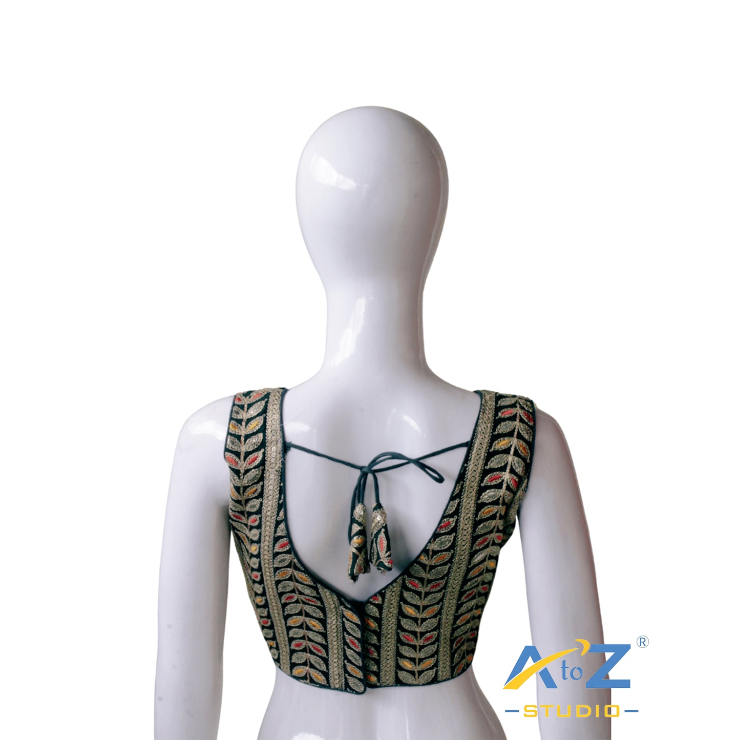 Bottle Green Sparkle Embroidered Blouse