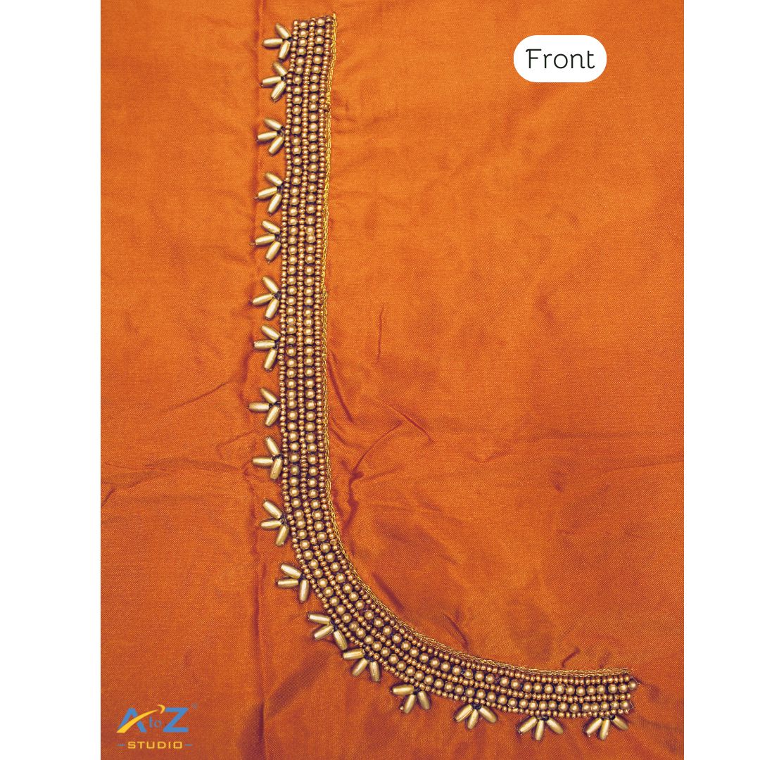 Dusty Orange Silk Blouse Piece With Aari Work