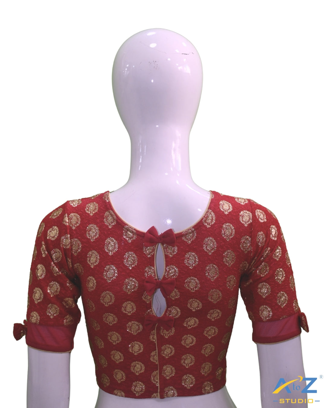 Reddish Maroon Crush Blouse with Golden Mango Print