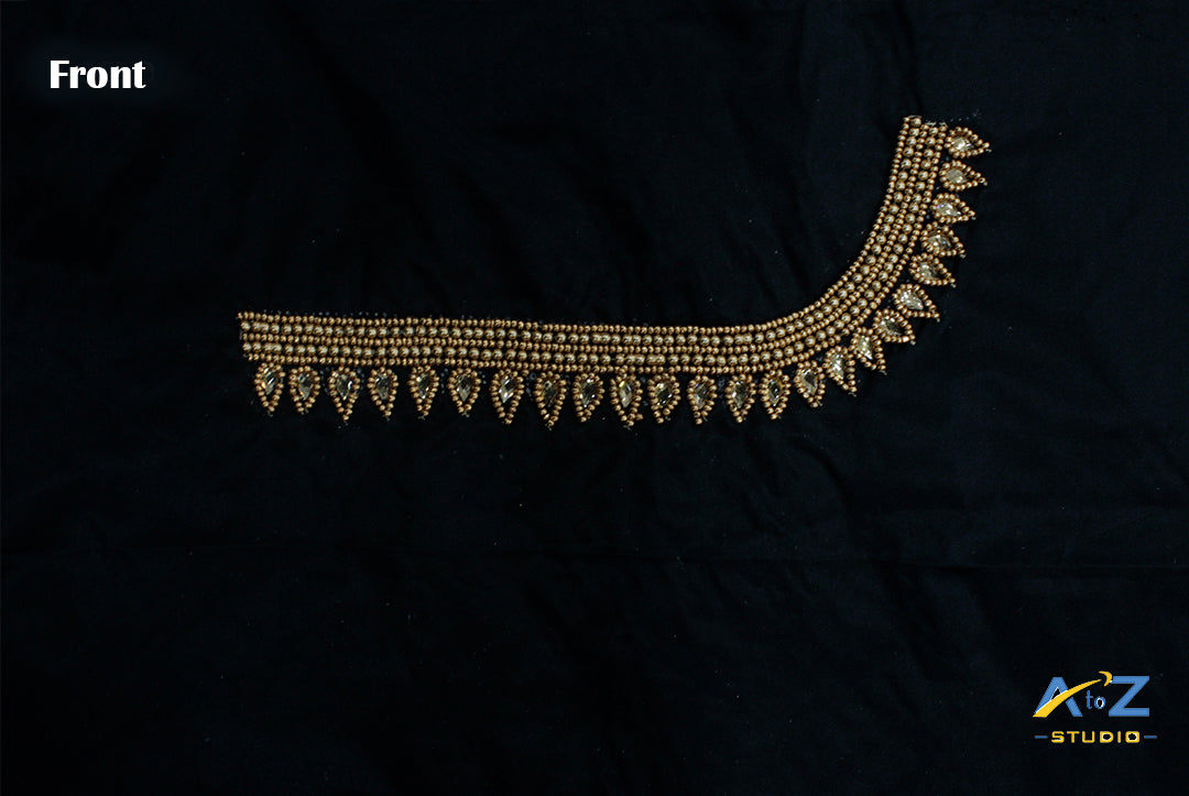 Black Silk Blouse Piece With Aari Work