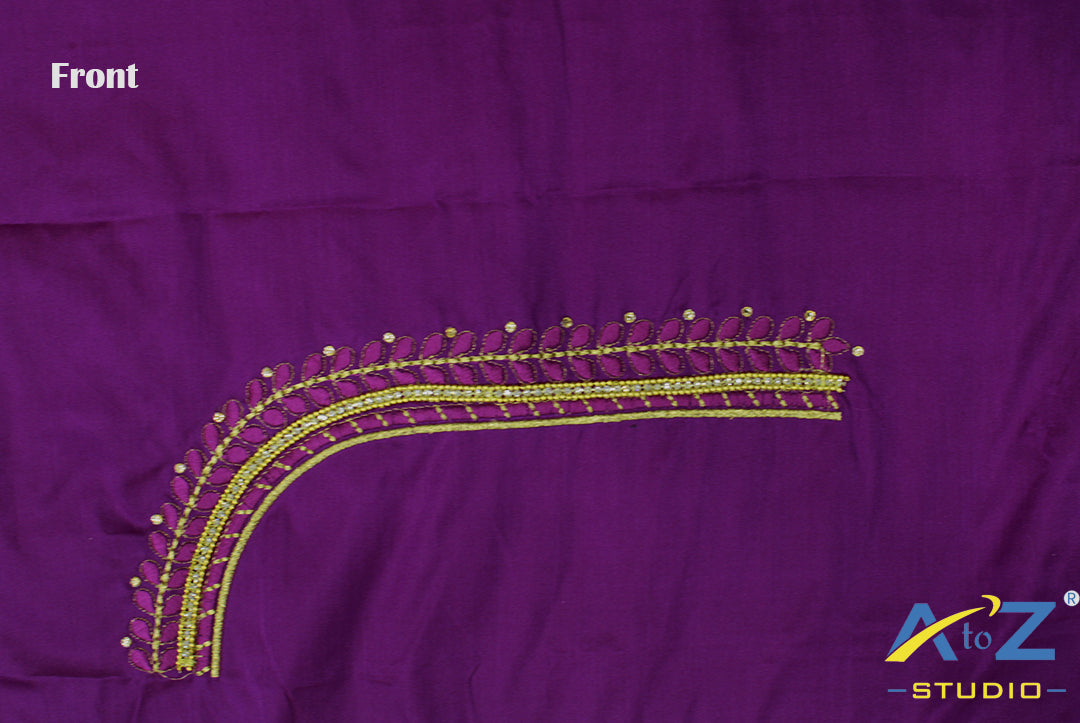 Orchid Purple Silk Blouse Piece With Machine Work