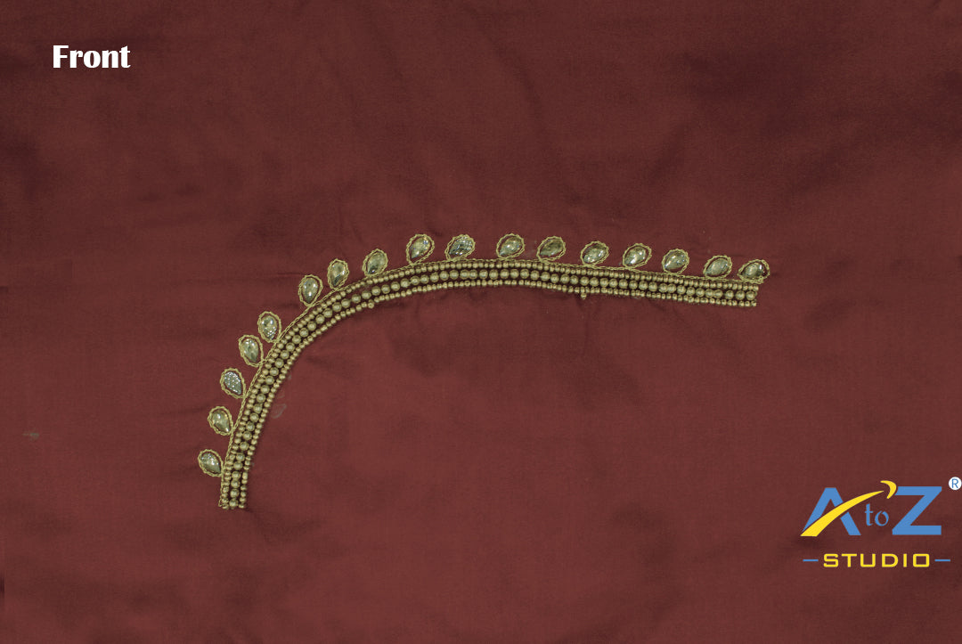 Maroon Silk Blouse Piece With Aari Work