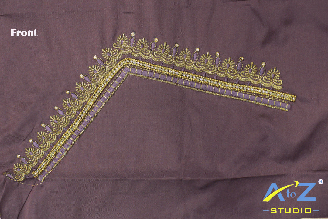 Light Lavender Silk Blouse Piece With Machine Work