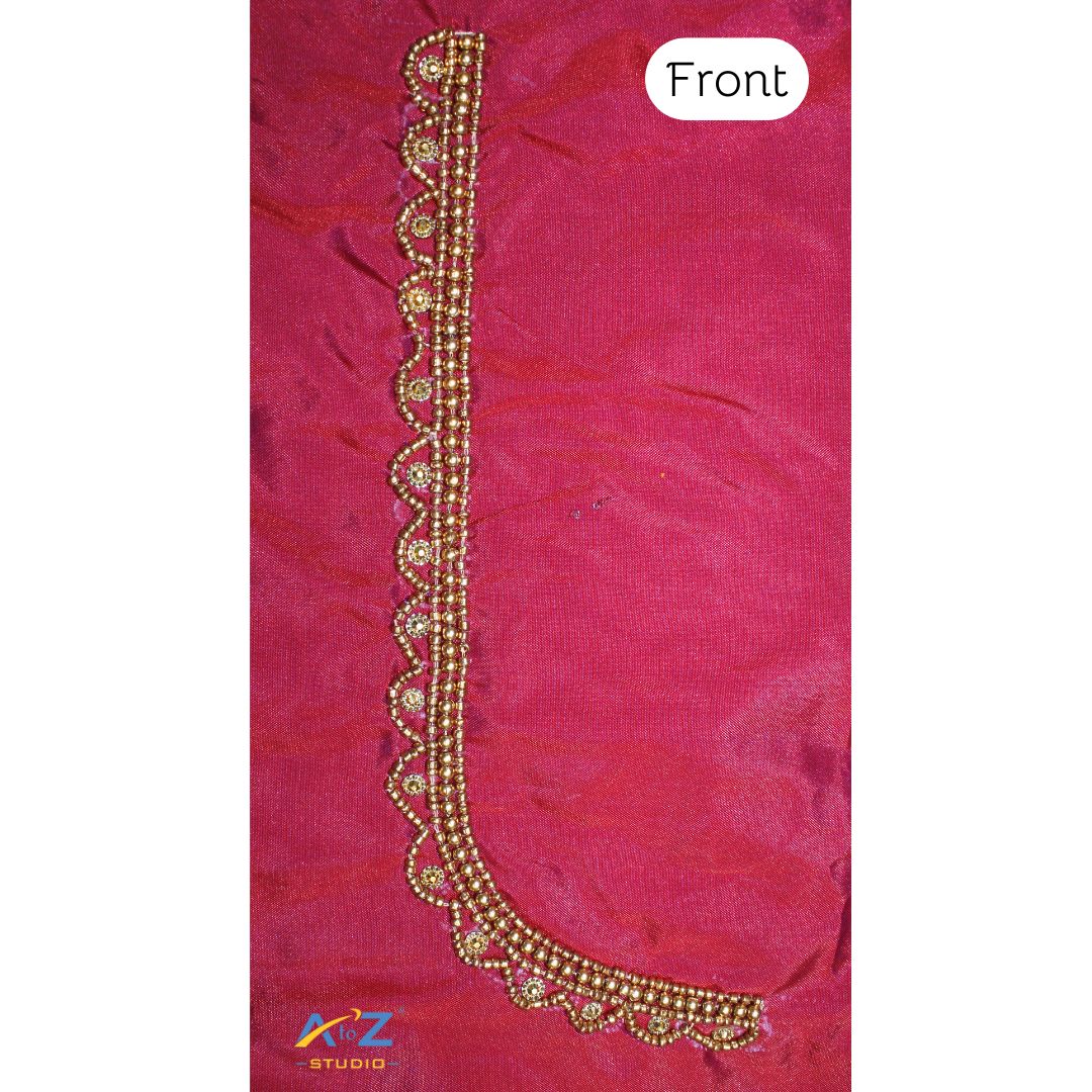 Aesthetic Maroon Silk Blouse Piece With Aari Work