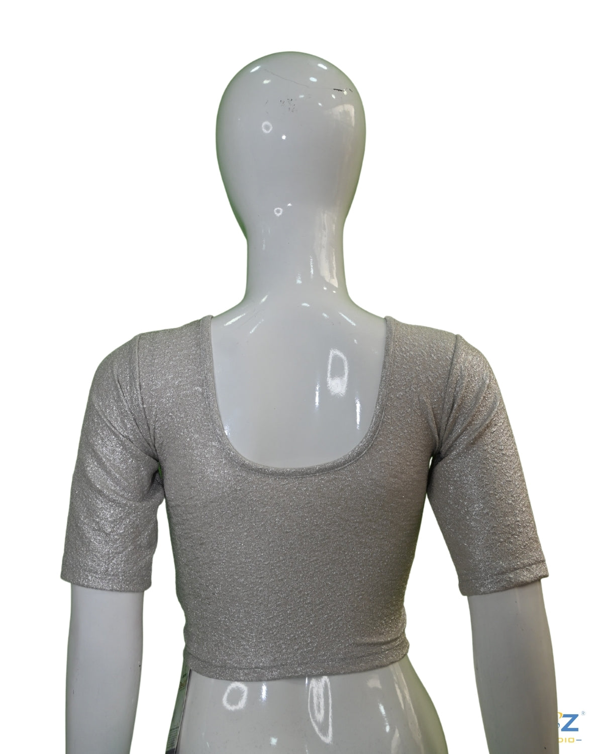 Dark Silver Tissue Lycra Blouse with Golden Crumble