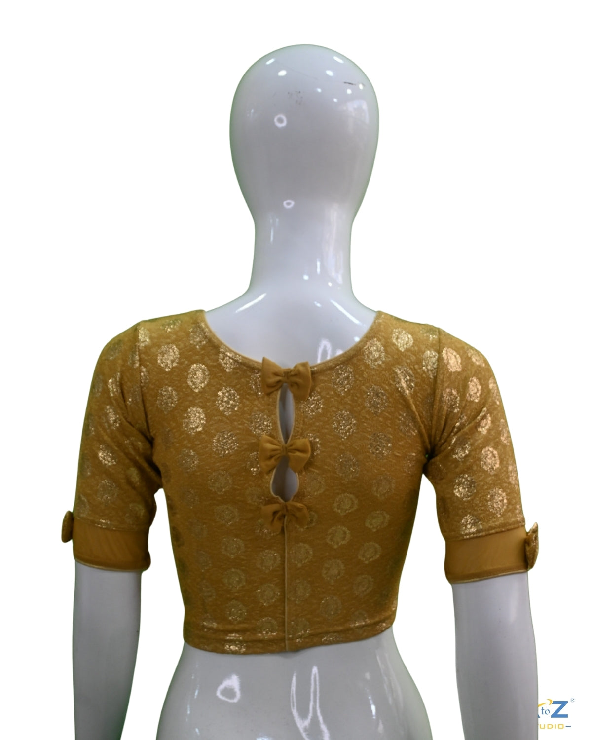 Dark Chiku Crush Blouse with Golden Mango Print