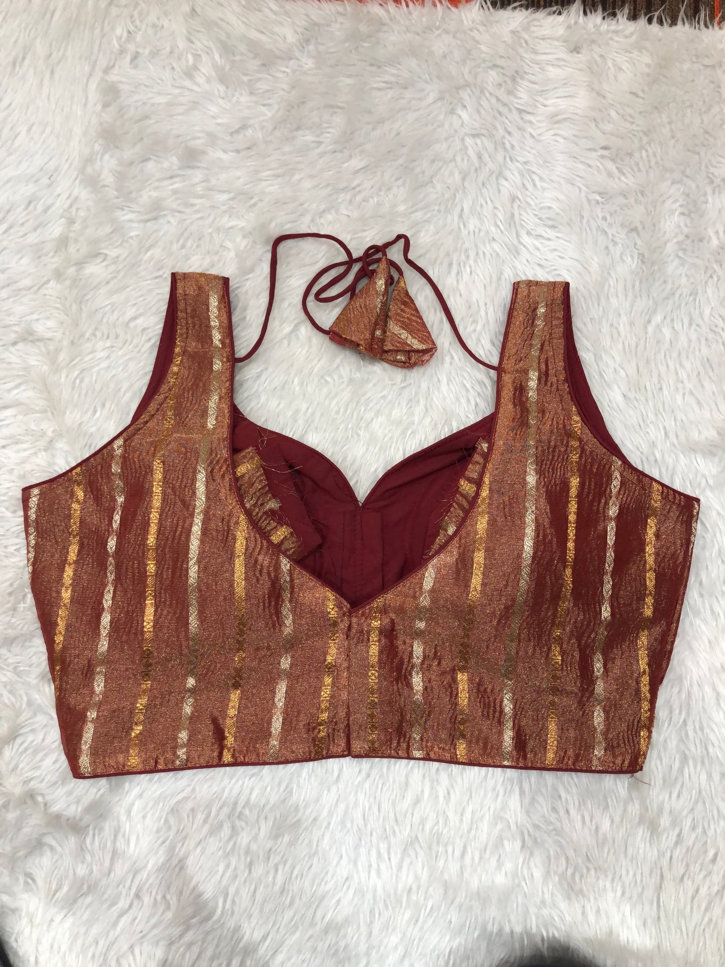 Maroon Metallic Shimmer Bustier Top