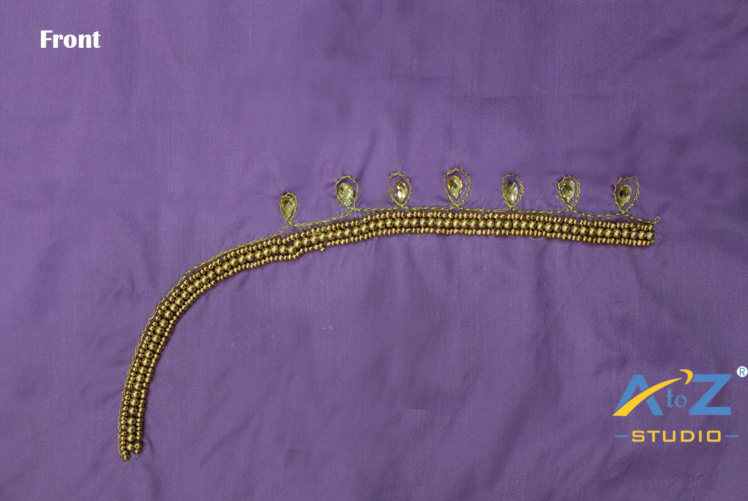 Lavender Silk Blouse Piece With Aari Work