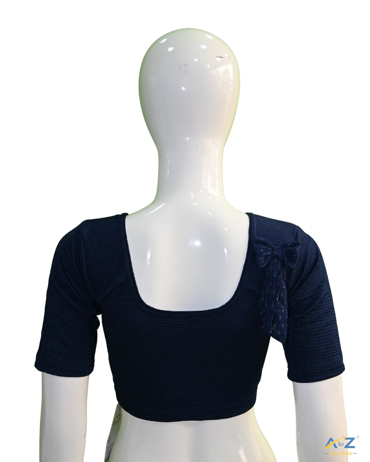 Navy Blue Crush Blouse with Tissue Lines