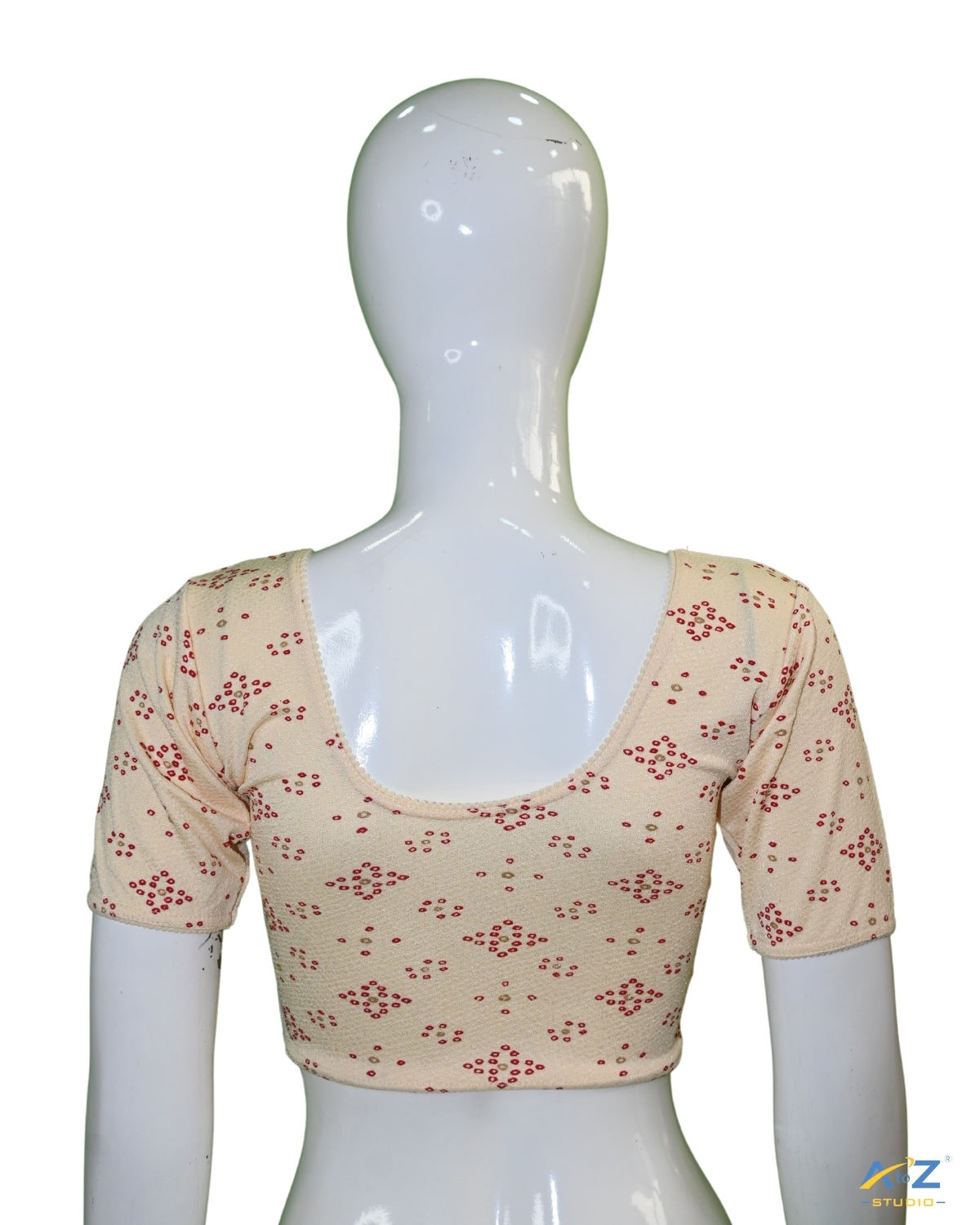 Cream Crush Blouse with Bandhani Print