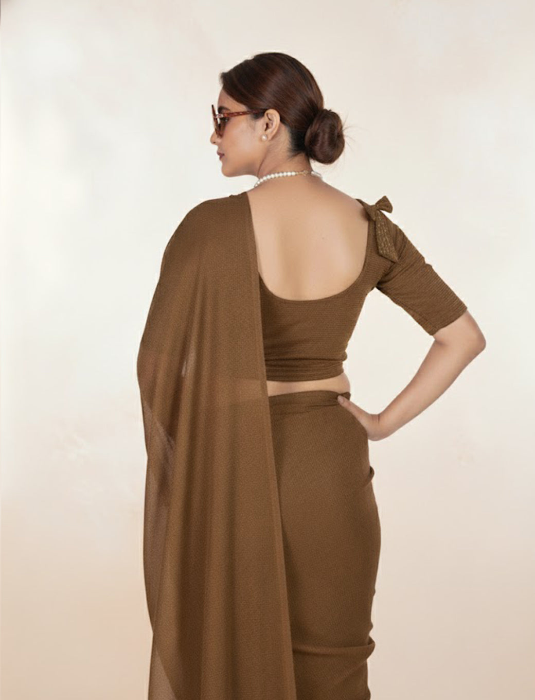 Light Coffee Crush Blouse with Tissue Lines