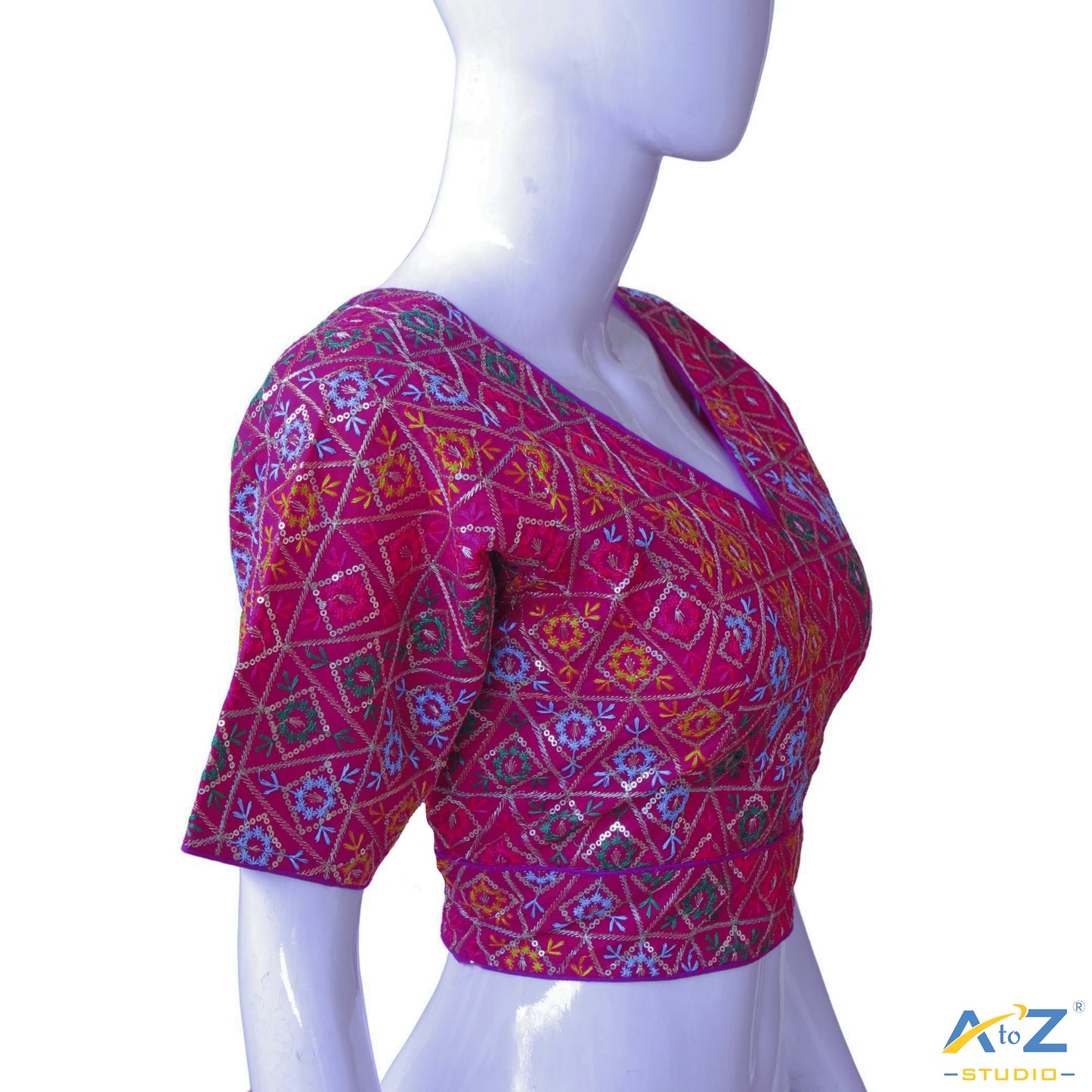 Hand-Embroidered Magenta Bridal Choli