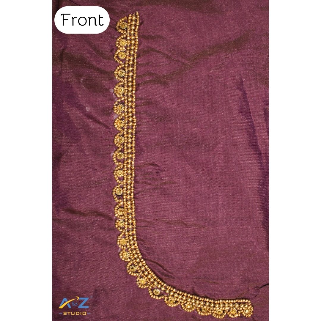 Wine Silk Blouse Piece With Aari Work