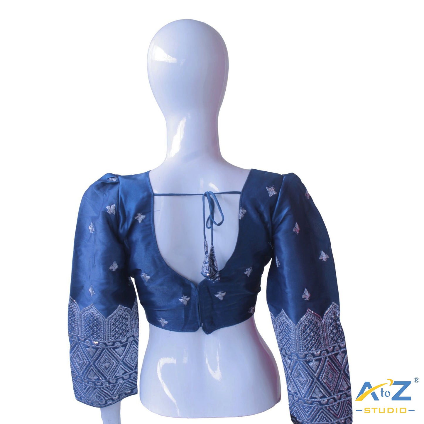 Dark blue silk blouse