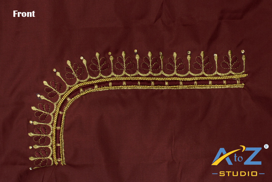 Light Sangria Silk Blouse Piece With Machine Work