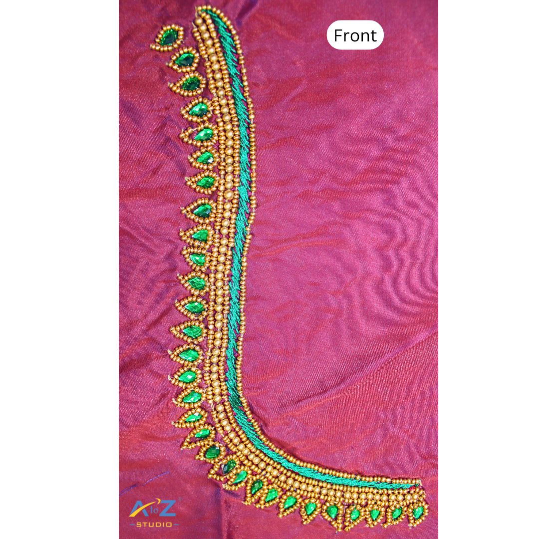 Light Wine Silk Blouse Piece With Aari Work