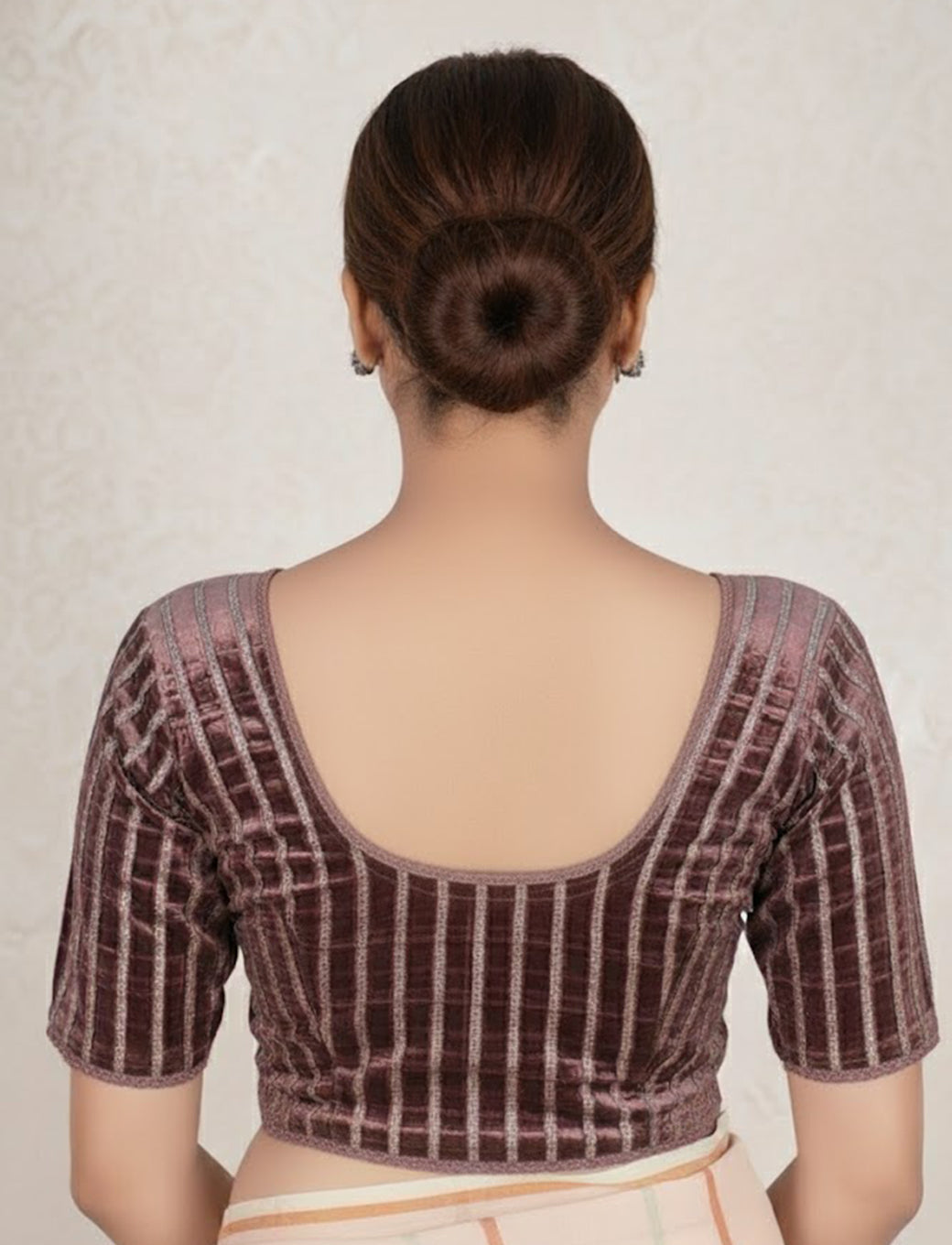 Dusty Rose Velvet Blouse with Silver Shimmer