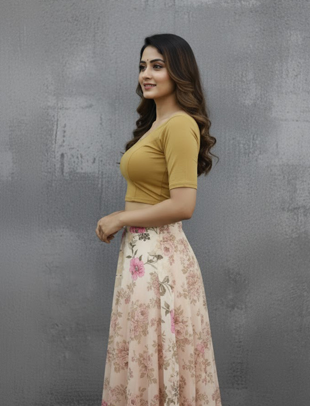 Dark Chiku Cotton Lycra Blouse - Plain