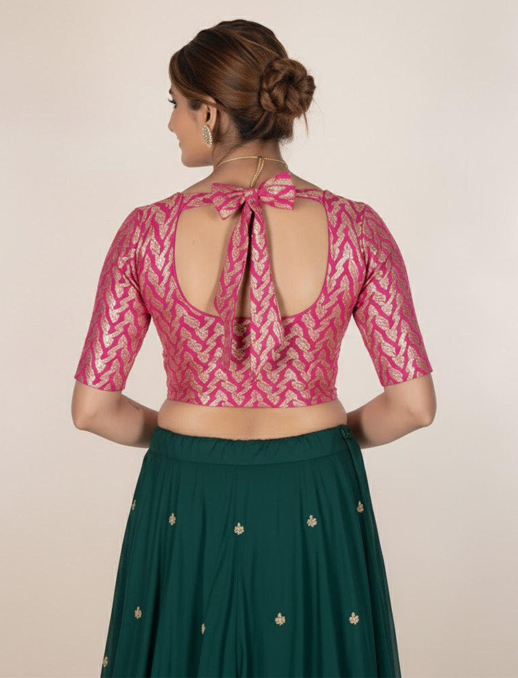 Rani Crush Blouse with Zig Zag Golden Print