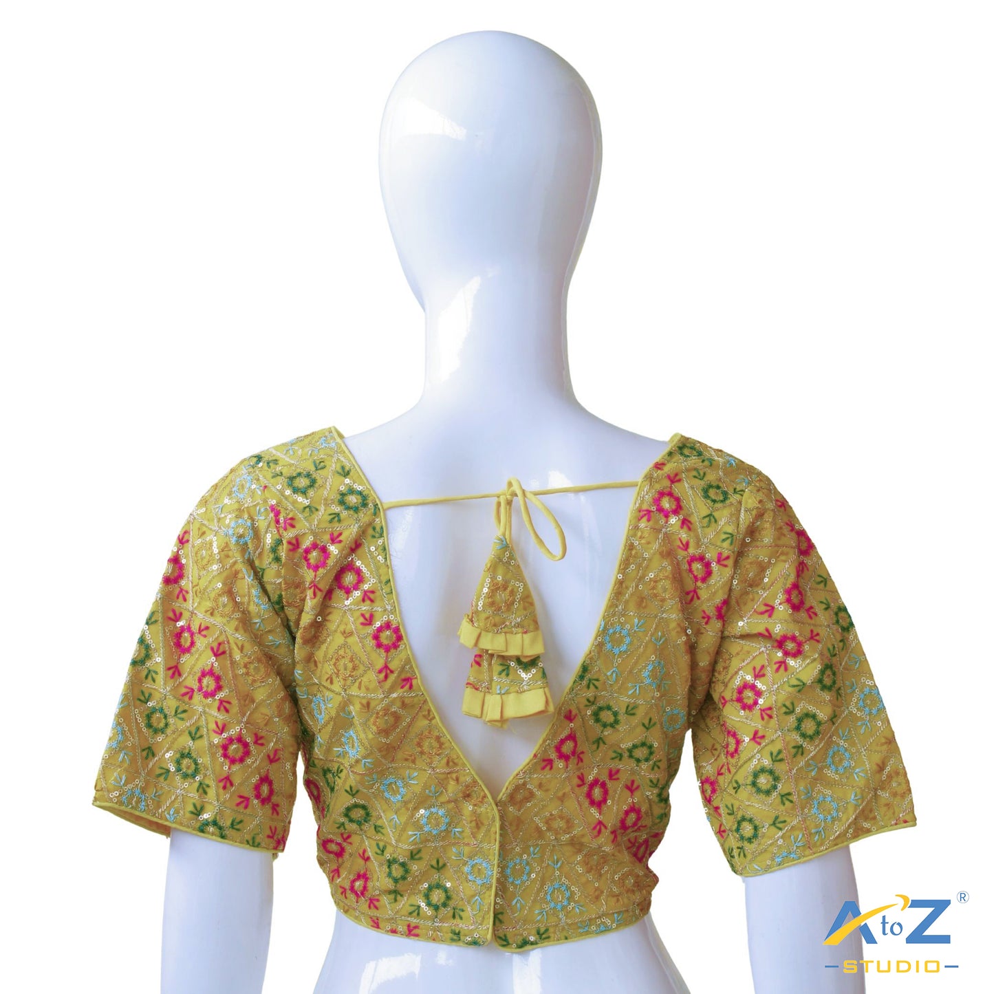Hand-Embroidered Yellow Bridal Choli