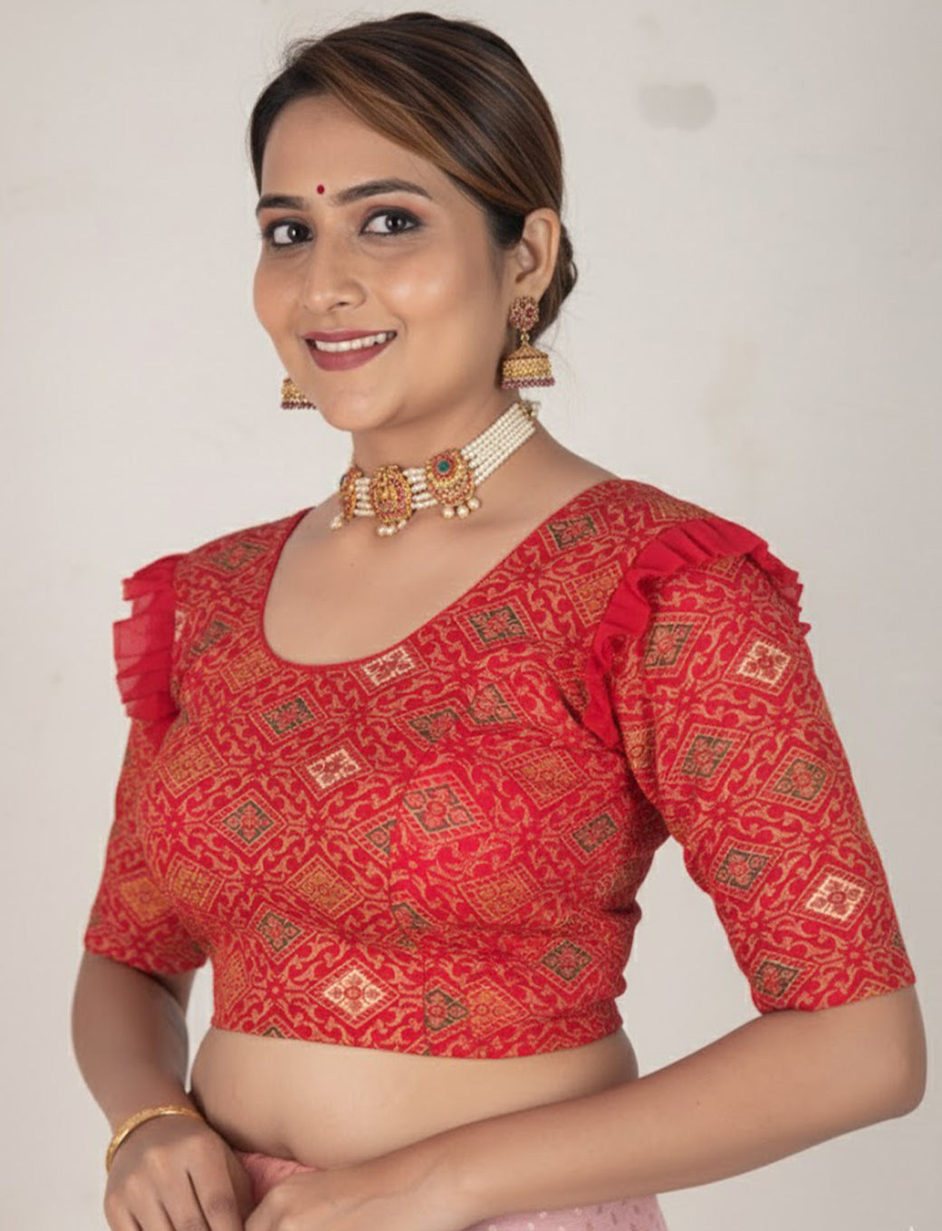 Red Crush Blouse with Kite Print