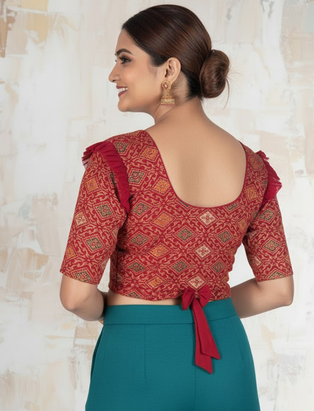 Maroon Crush Blouse with Kite Print