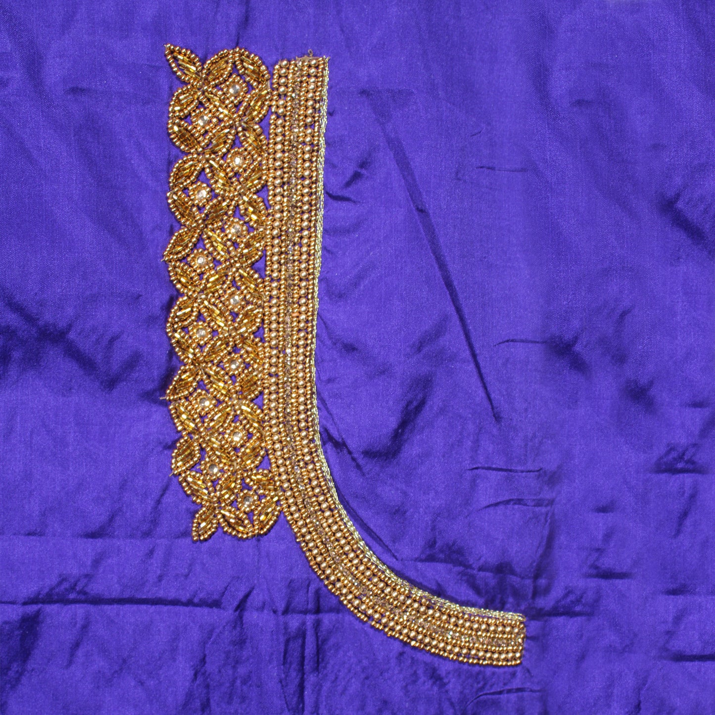 Royal Purple Peacock Zardozi Embroidered Designer Blouse Fabric