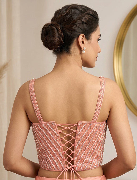 Blush Pink Embellished Designer Corset Blouse