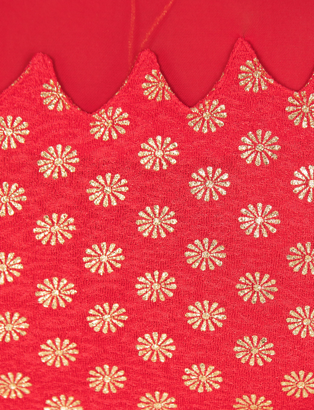 Red Crush Blouse with Golden Flower & Net