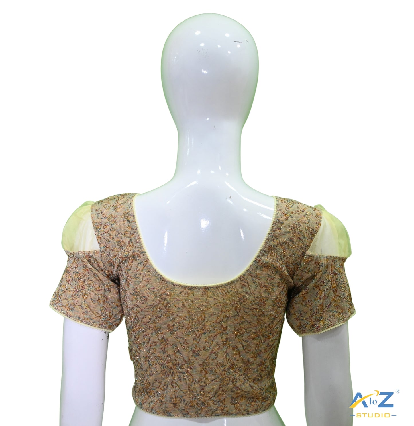 Lemon Metallic Lycra Metallic Jacquard Blouse