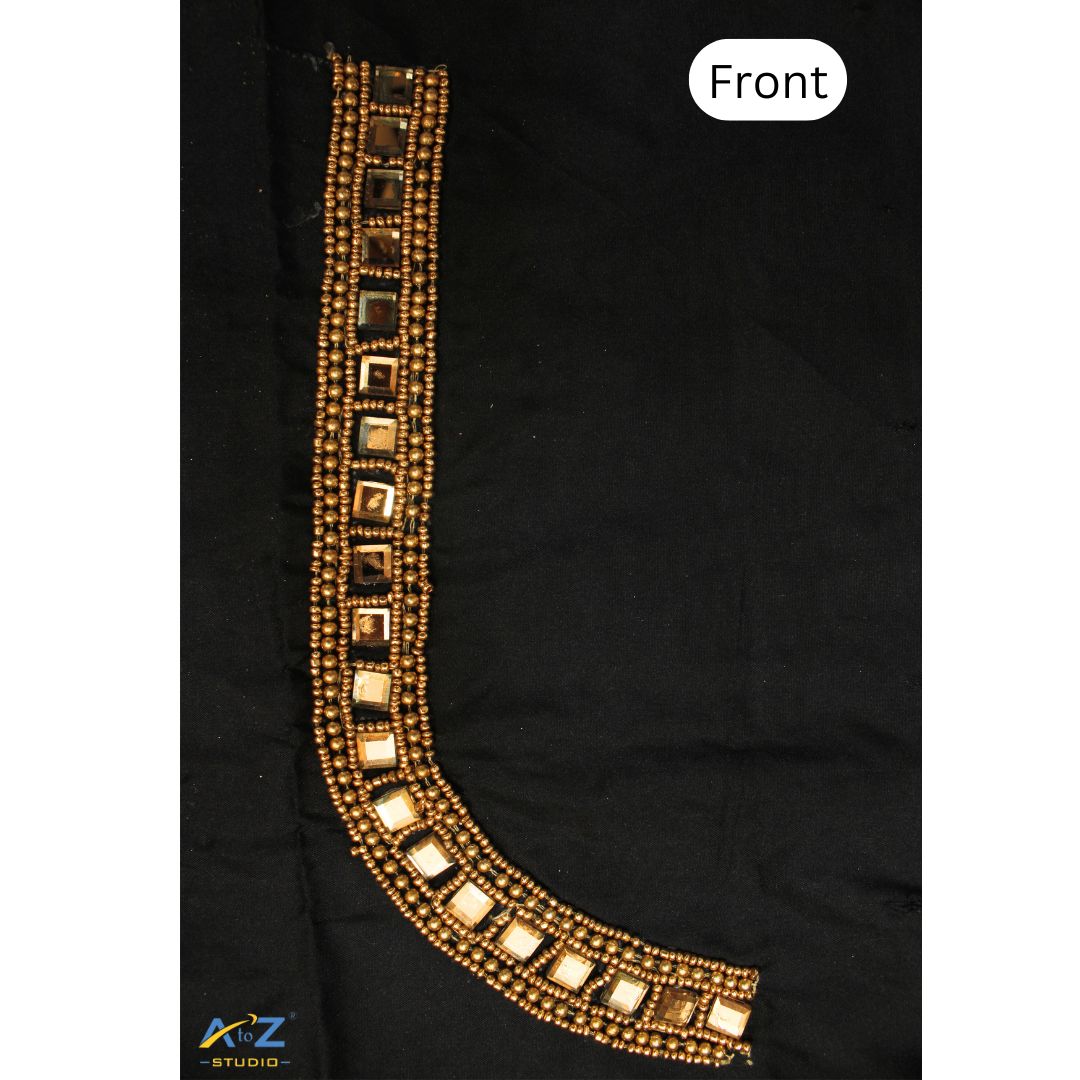 Black Silk Blouse Piece With Aari Work