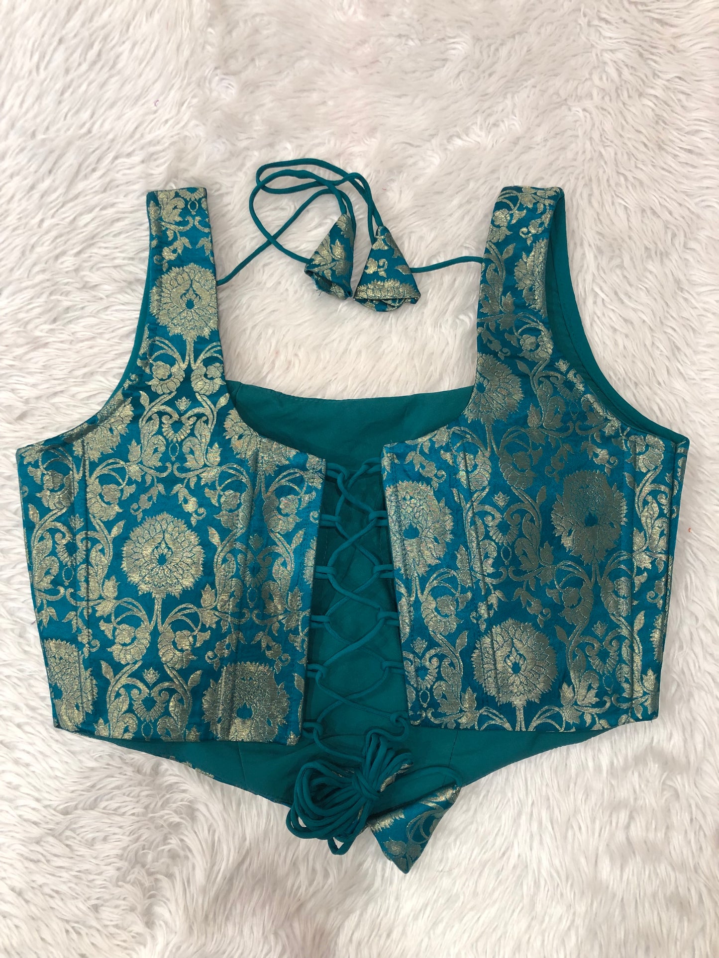 Rama Jacquard Crop Blouse with Dori Details