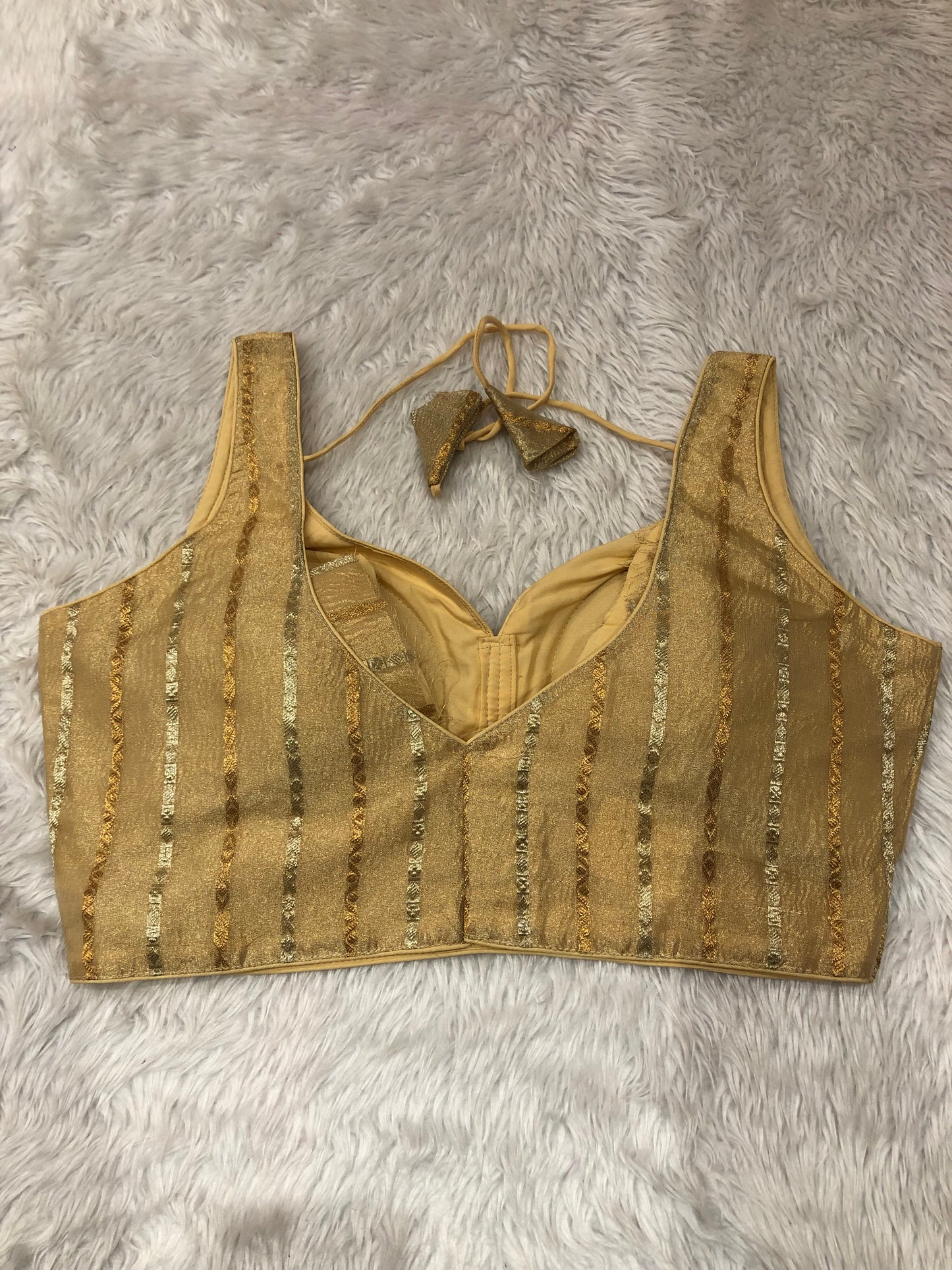 Gold Metallic Shimmer Bustier Top