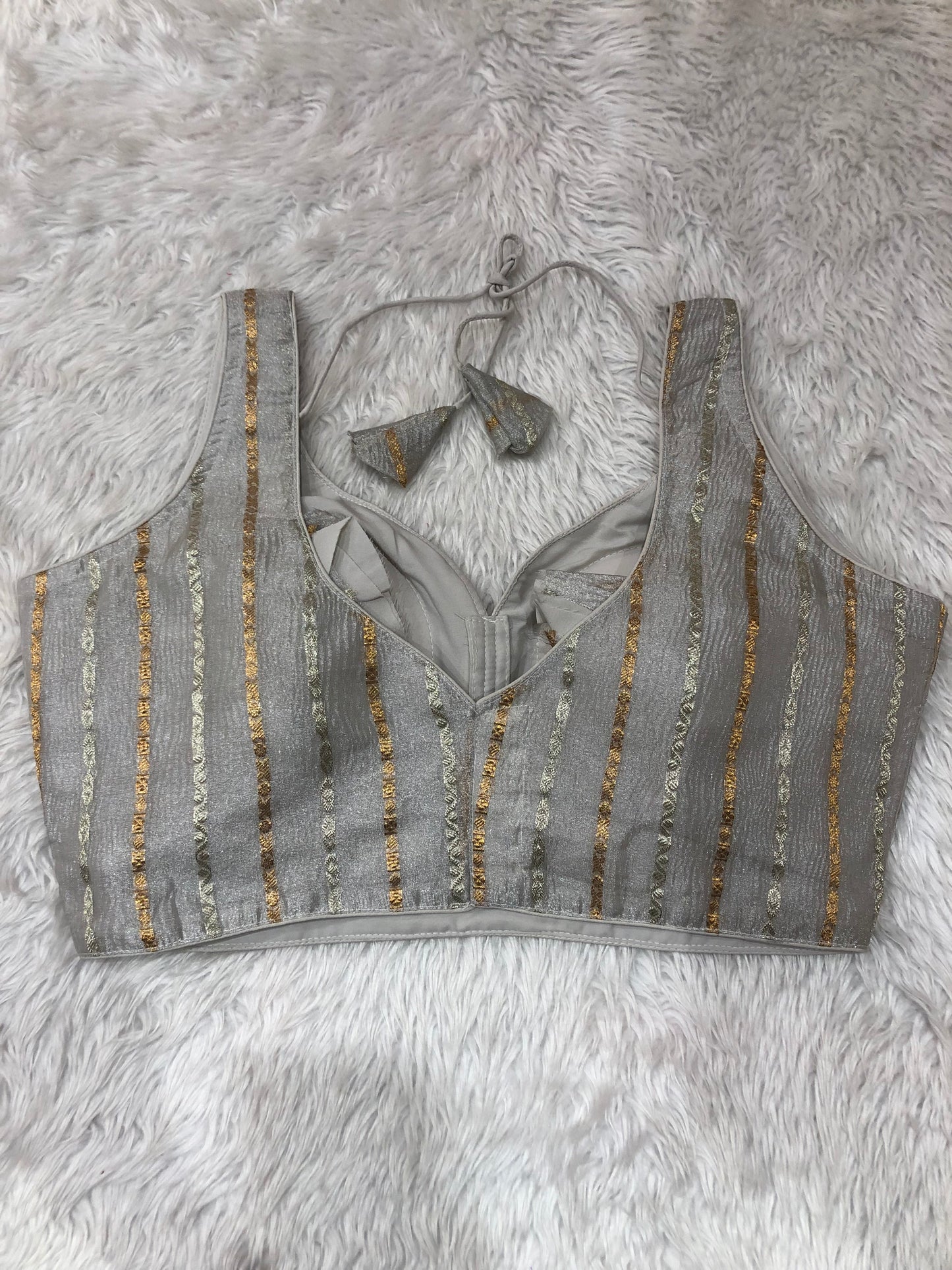 Grey Metallic Shimmer Bustier Top