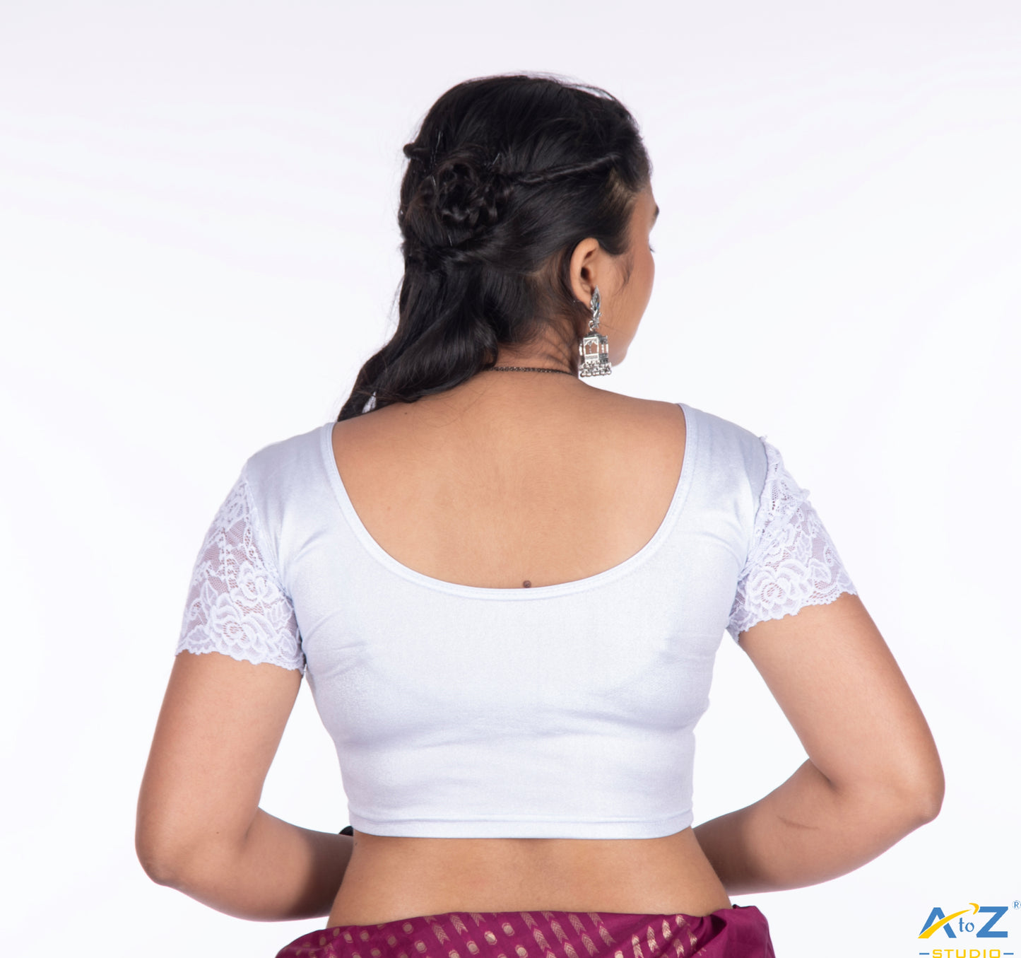 Silver Lycra Shimmer Net Short Sleeves