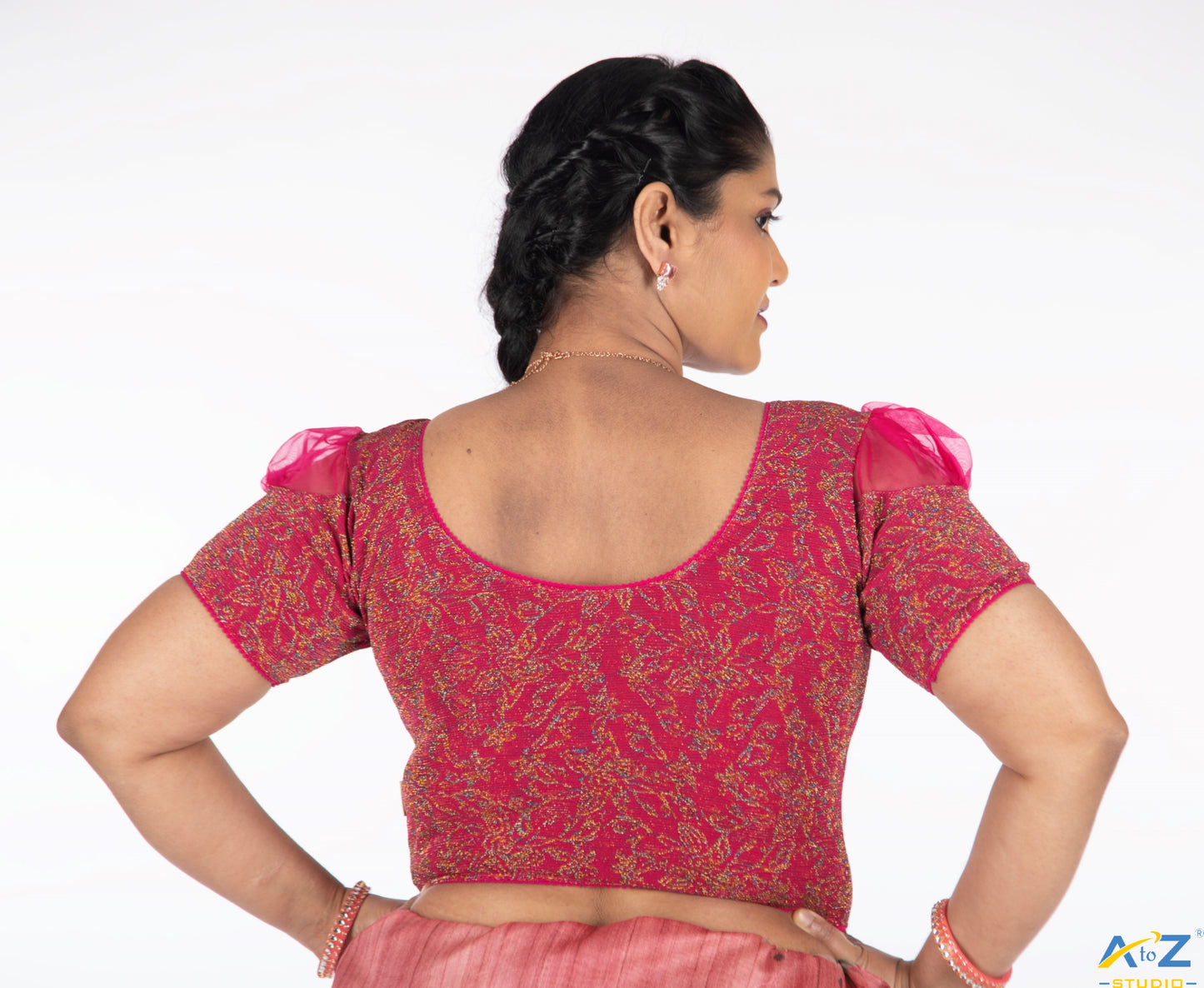 Rani Metallic Lycra Metallic Jacquard Blouse