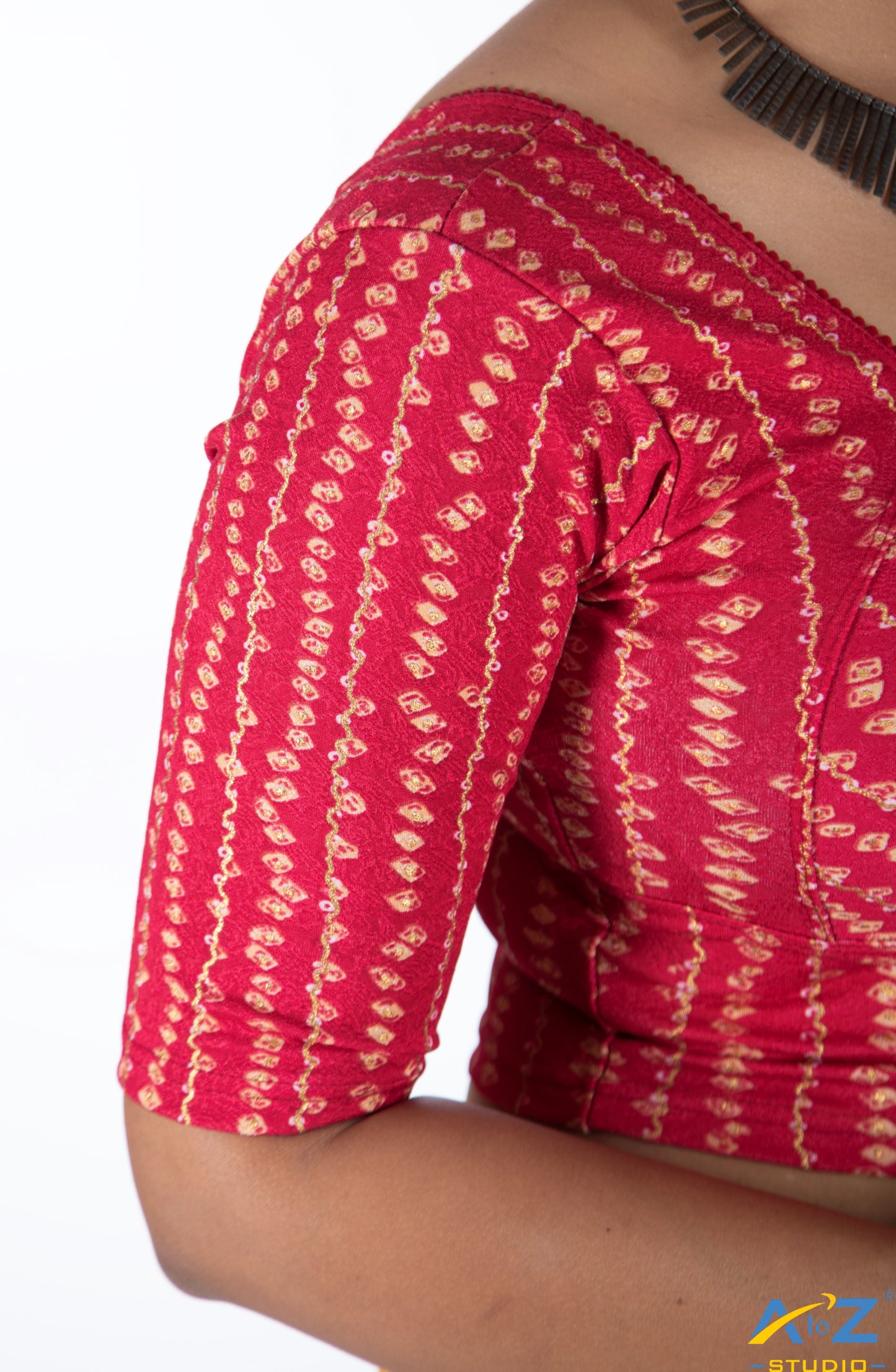 Magenta Cotton Lycra Bandhni Print Blouse