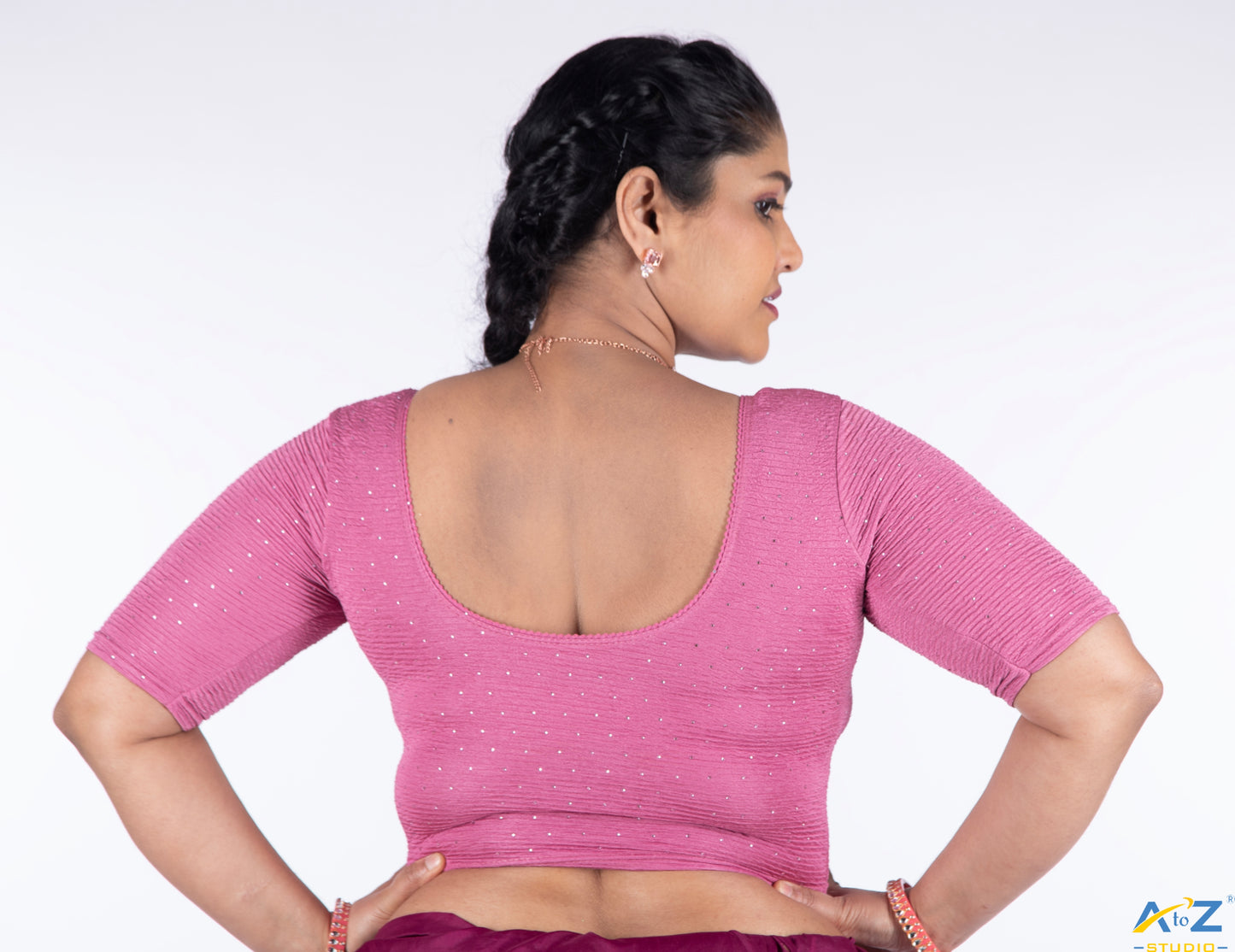 Pyazi Crush Fabric Tissue Stone Work Blouse