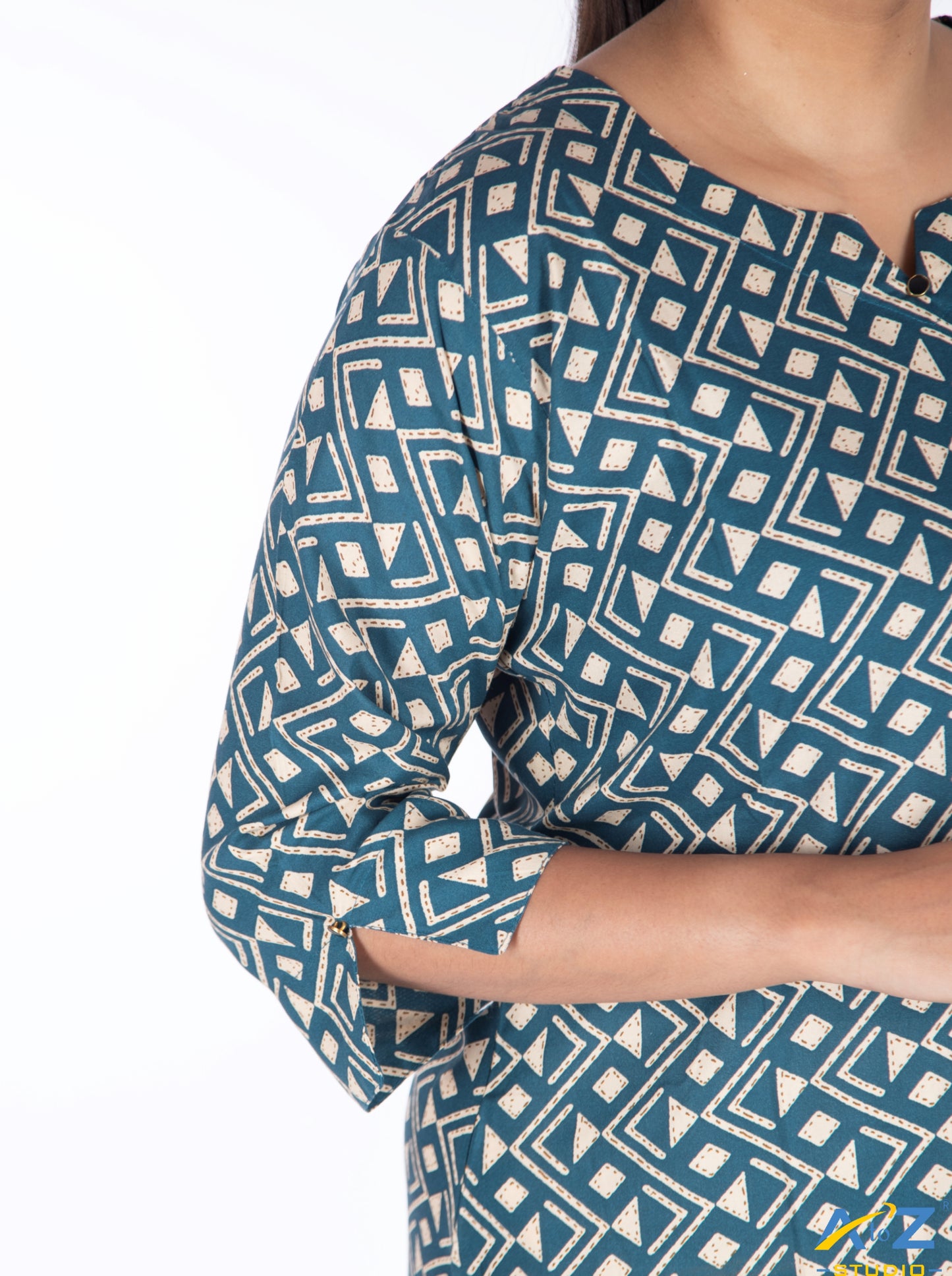 Dark Rama Kurti with Geometric Elegance