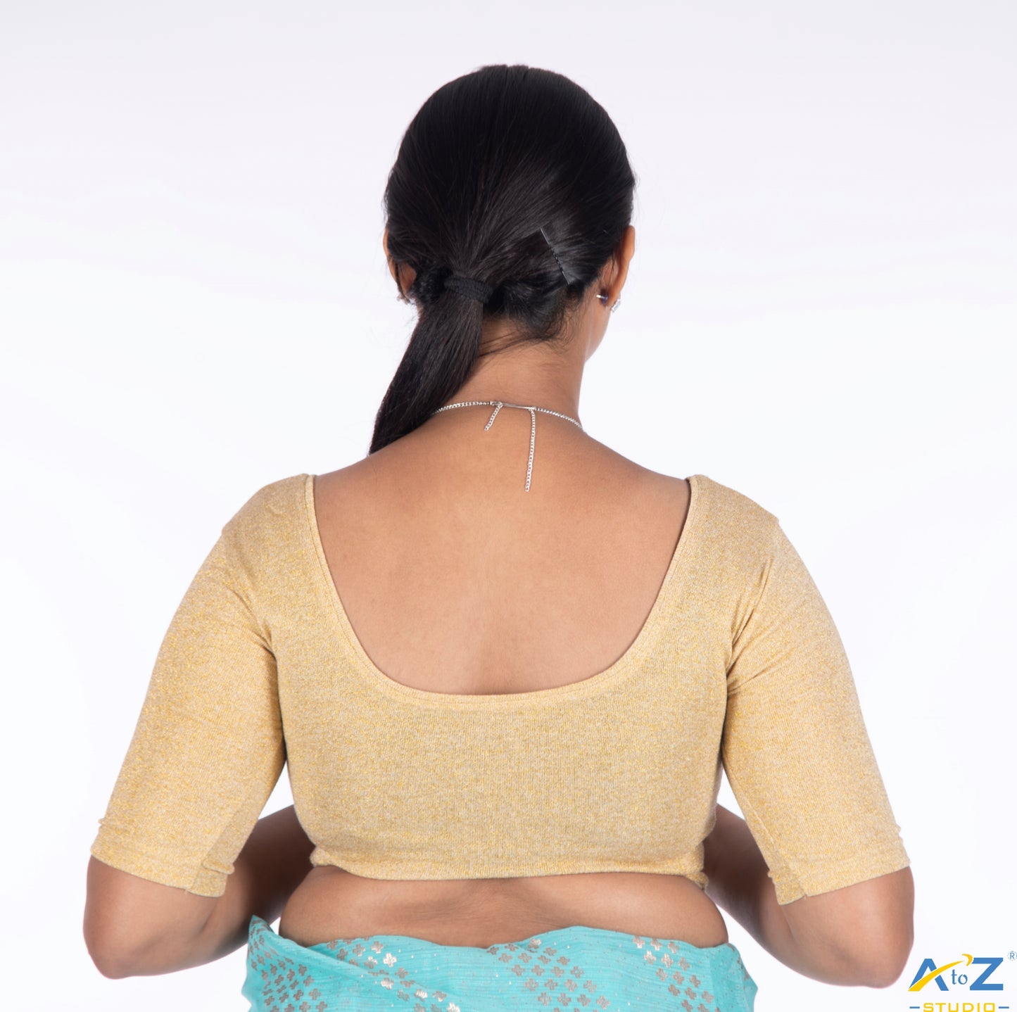 Gold Metallic Lycra Shiny Vertical Lines