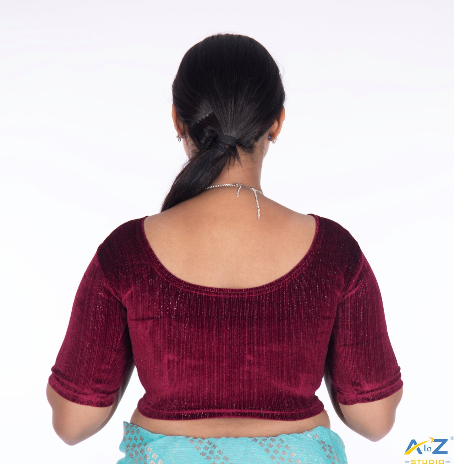 Maroon Velvet Elbow Sleeves Shimmer Lines