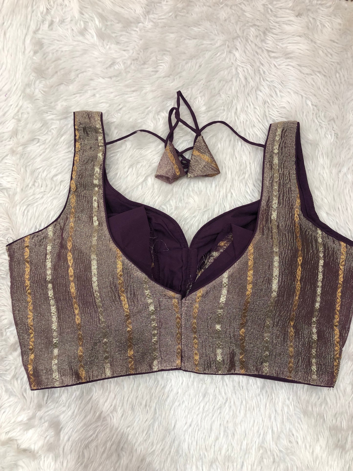 Wine Metallic Shimmer Bustier Top