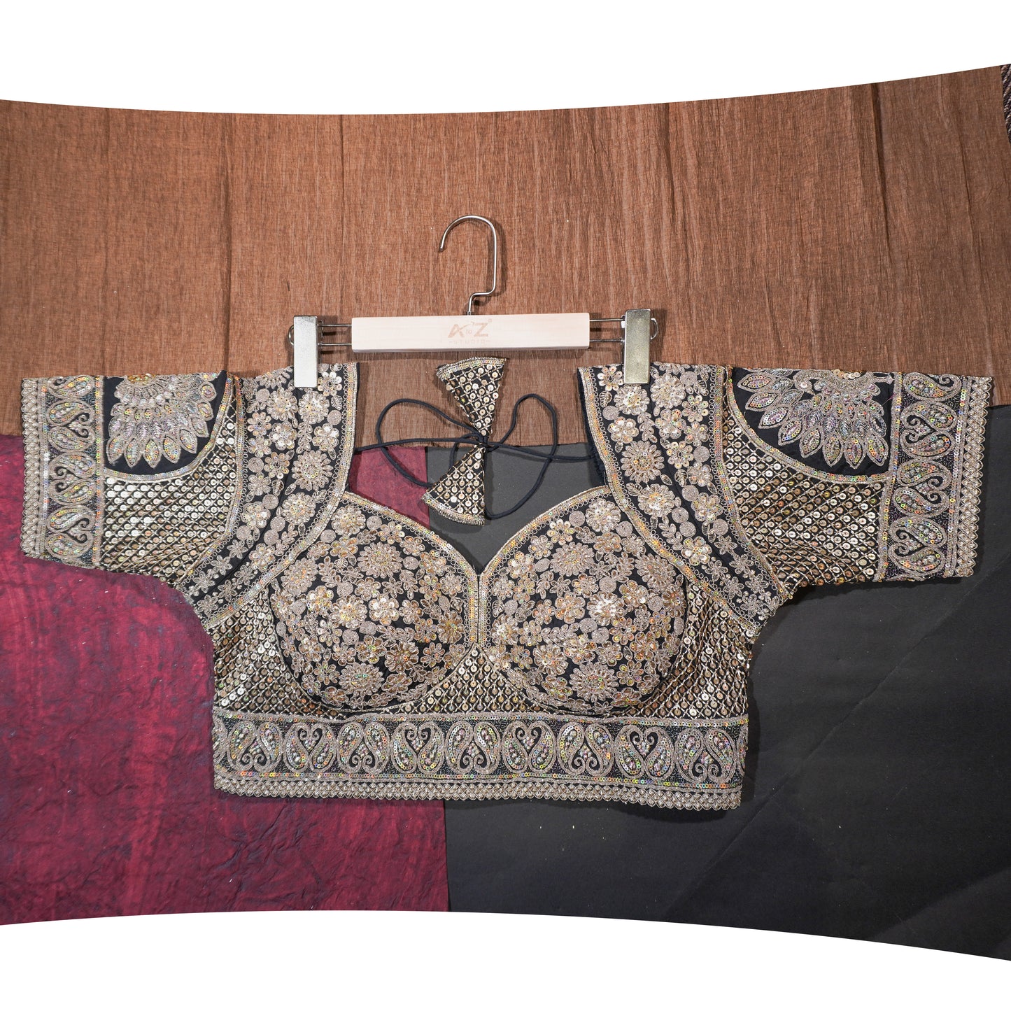 Midnight Black Royal Embroidered Blouse