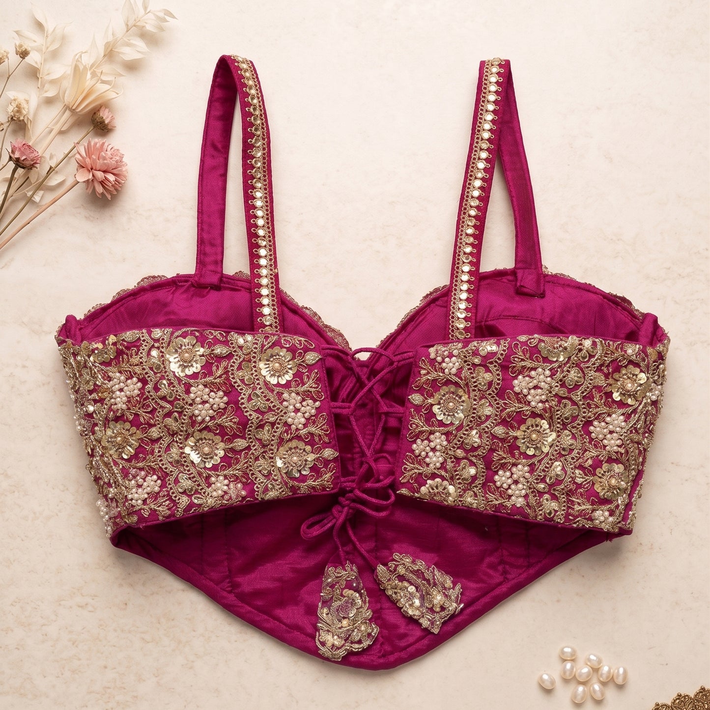 The Royal Maroon Zardosi Bustier