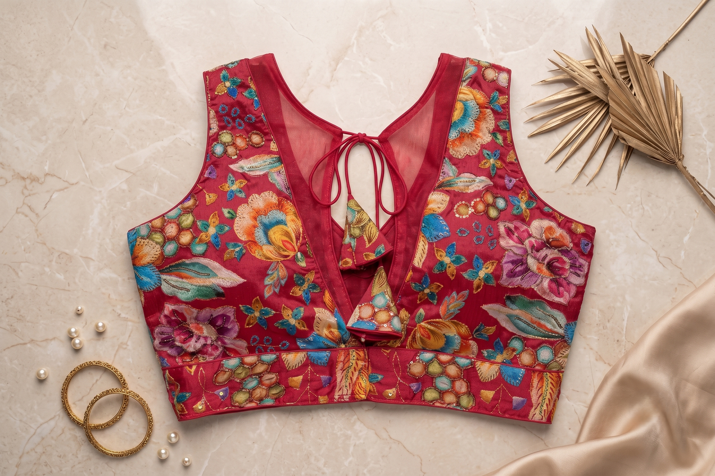 Rani Mesh Blouse This intense magenta blouse