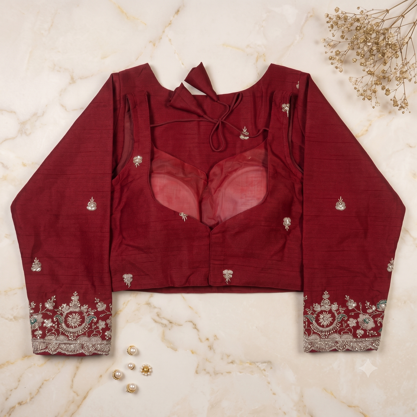 MAROON Mock-Neck Blouse