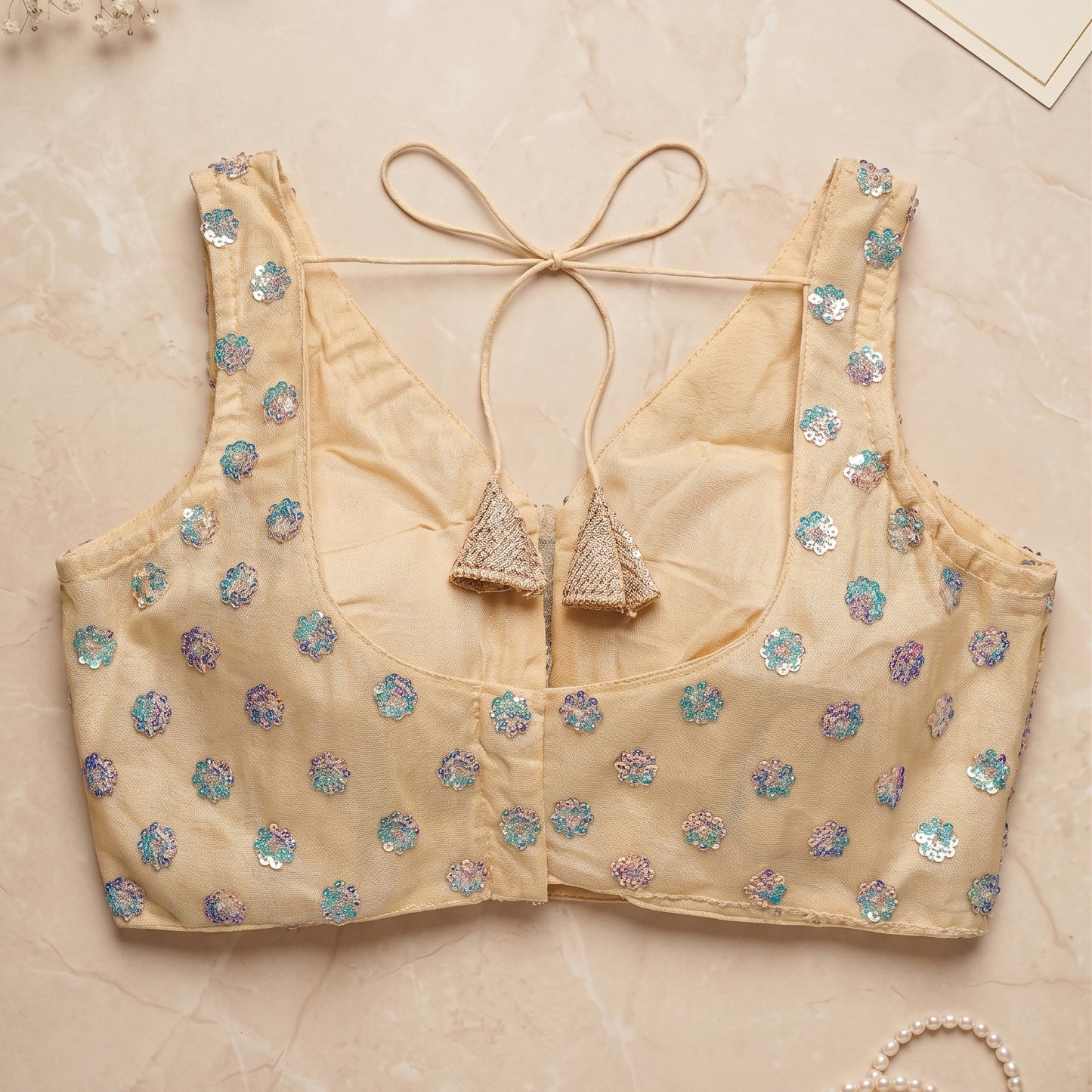 The Champagne Iridescent Flora Blouse